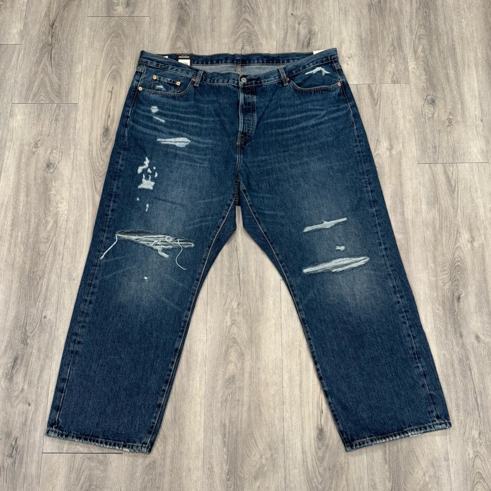 NWT PLUS SIZE Levi's 501 ‘90s Blue Straight Leg Jeans w/Distressed Details 22M